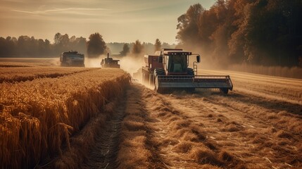 Obraz premium Harvest day in a rural field AI generated