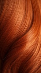 Fototapeta premium A closeup view of a bunch of shiny straight red hair in a wavy curved style. Generative AI