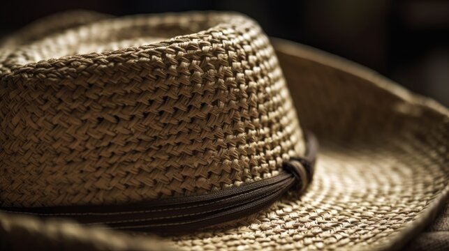 A close up of a woven straw hat AI generated