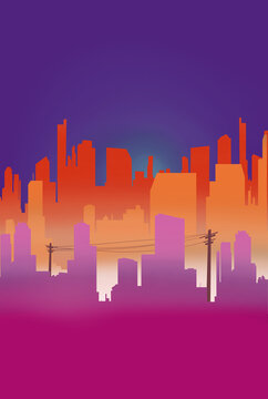 Situeta de ciudad  colores de  la bandera lesbian. Paisaje urbano con espacio para texto en el d&iacute;a del orgullo lgbt lesbico. Bandera lesbica.