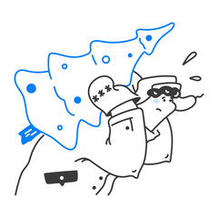 Man carrying Christmas tree on New Year's Event