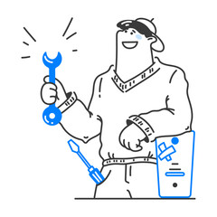 Young man fixing a computer