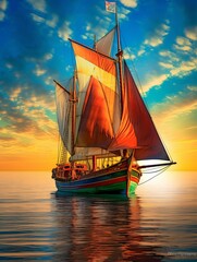 ship in the sunset, ai