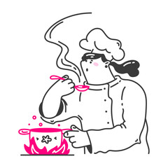 Female chef tasting soup