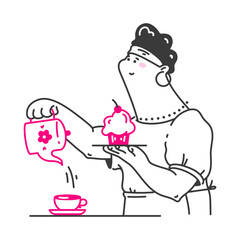 Young woman serving tea