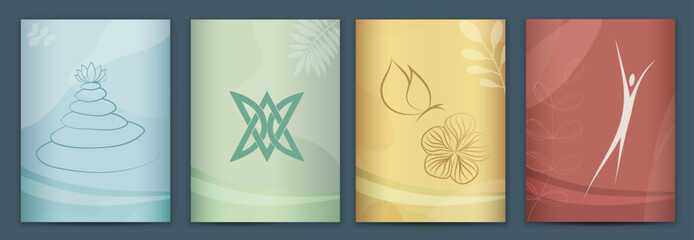 Editable Set template poster banner -spa - beauty - holistic - welfare with logo or sign symbols. Invitation or presentation corporate. Layout brochure leaflet or flyer. Copy space