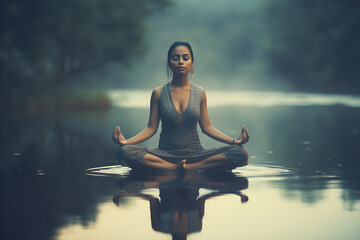 Fototapeta premium meditation in the lotus position in water