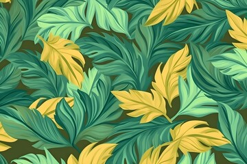 seamless floral pattern, green yellow