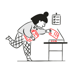 Woman scan document using scanner