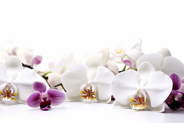 Top view photo of orchid on white background