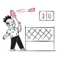 Young man playing Badminton