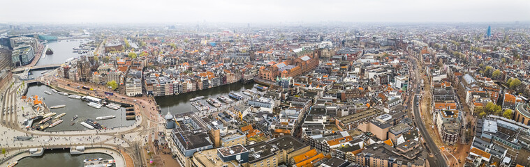 Amsterdam city from the top. General view from hight point at day time. aerial panorama. High...
