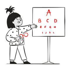 woman checks her eyesight at ophthalmologist