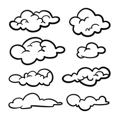 doodle set of clouds, vector illustration.