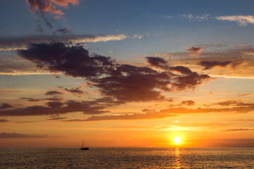 Beautiful sunset in the coastal town of Piran (Slovenia)