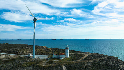windmill. Windmills built by the sea.
