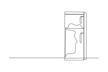 Continuous one line drawing refrigerator. Home appliances concept. Single line draw design vector graphic illustration.
