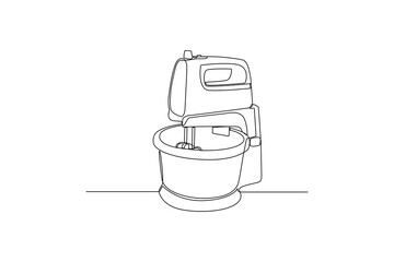 Continuous one line drawing mixer. Home appliances concept. Single line draw design vector graphic illustration.