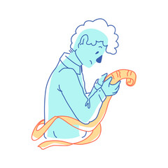 man looks at long report