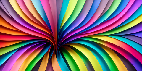 Abstract background of intertwined colored silk or paper ribbons. Colorful illustration. Generative AI