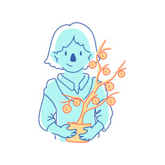 woman with the money plant