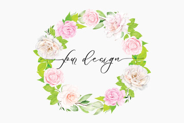 hand drawn roses wreath illustration