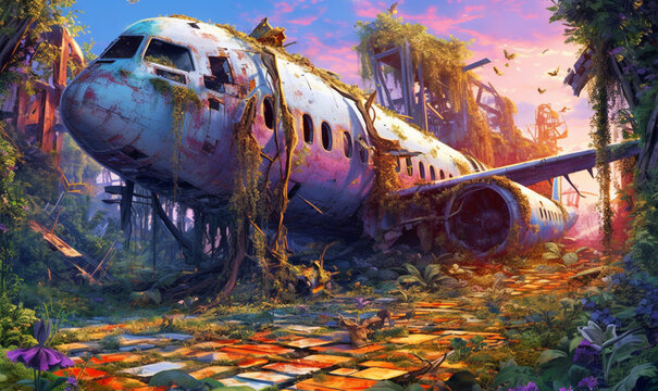 &uuml;berwuchertes flugzeug