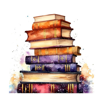 Watercolor Pile Of Books - Crella