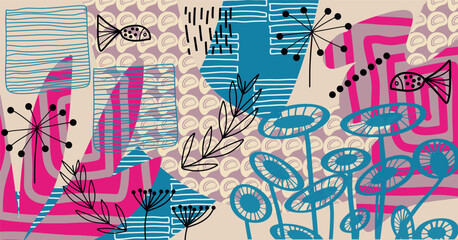 Obraz premium pattern with flowers and butterflies