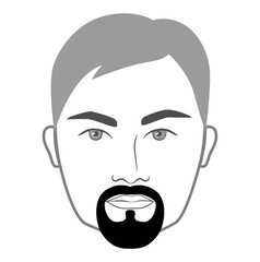 Fototapeta premium Goatee Beard style men in face illustration Circle Facial hair mustache. Van Dyke elegant Vector grey black portrait male Fashion template flat. Stylish hairstyle isolated outline on white background.