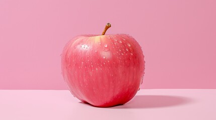red apple on rose background