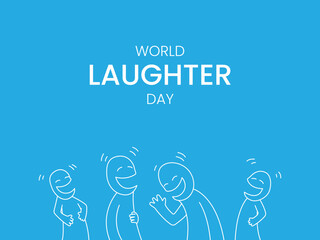 poster design to commemorate world laughter day with line art illustration