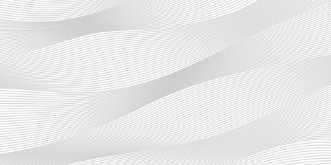 Template banner in gray color. Premium background design with line wave flow pattern. Vector striped wave flow template for background design of banners, invitations and other digital designs