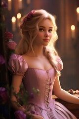 Naklejka premium Real life photo of princess raiponce. generative AI