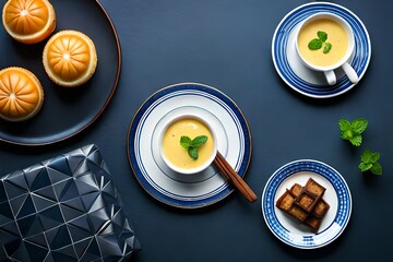 dishes on the table created with Generative AI technology	