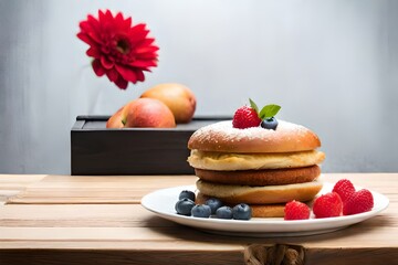 apple pie with strawberry created with Generative AI technology	
