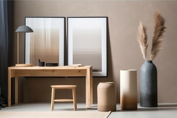 Mockup modern minimalist interior. Light tones. AI generated, human enhanced