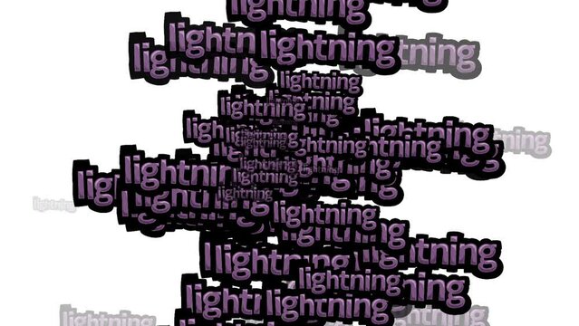 animated video scattered with the words LIGHTNING on a white background