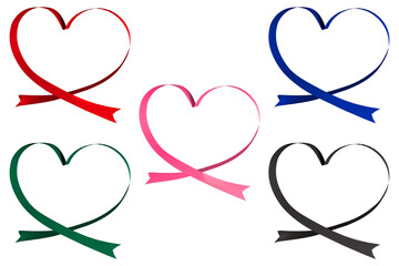 色々なハートのリボン枠　