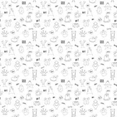 Cute monsters seamless pattern. Cartoon monsters background. Vector illustration
