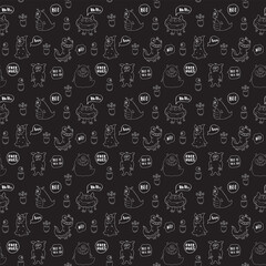Cute monsters seamless pattern. Cartoon monsters background. Vector illustration