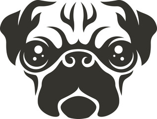 Pug Head with Mean Looking