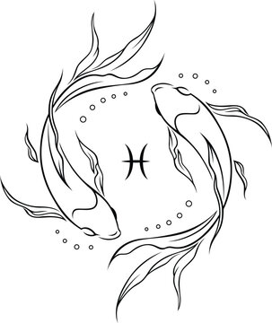 Tattoo Design for Pisces Zodiac Sign