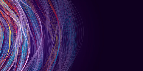 Abstract radial wave background. Lots of colored wave radial lines on purple background with copy space for abstract design on technological, scientific theme