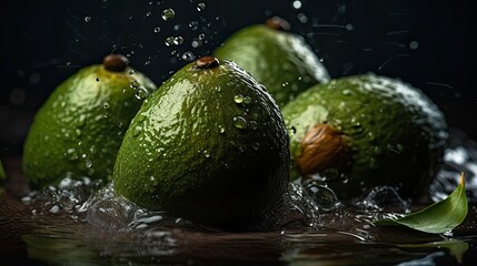 Fototapeta na wymiar Avocado in a splash water