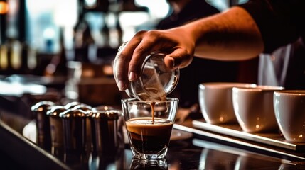 Fototapeta na wymiar barista preparing a coffee, generative ai