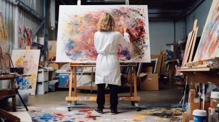 painter working on a canvas. generative ai