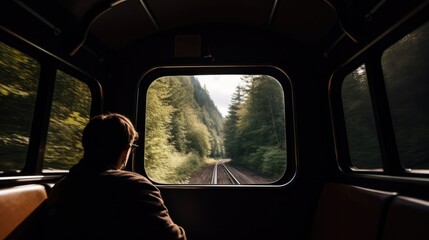person enjoying a scenic train ride or journey generative ai