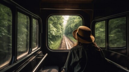 person enjoying a scenic train ride or journey generative ai