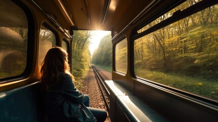 person enjoying a scenic train ride or journey generative ai